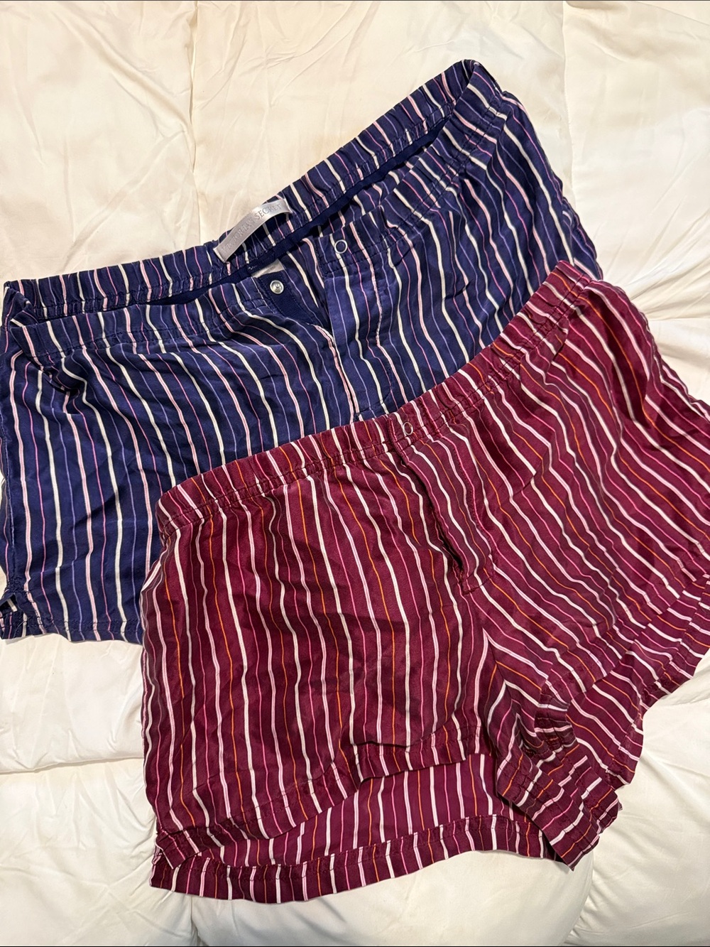 Victoria's Secret Striped Lounge Shorts - Navy & Wine